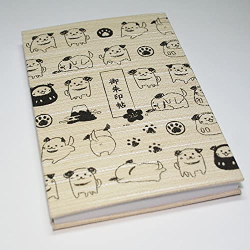 【干支柄・戌】かわいいワンコの御朱印帳 麗聲堂オリジナル柄【白奉書紙】 (12×18cm 大判)