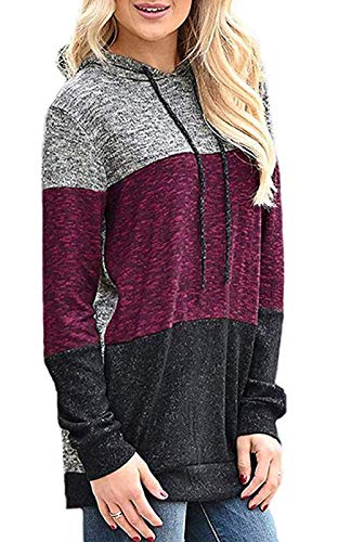 Sudadera de manga larga con capucha y bolsillos para mujer - Multicolor - Medium