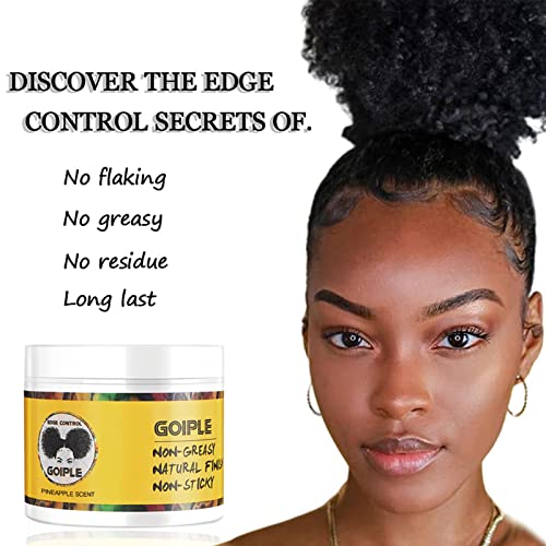 Goiple Edge Control Wax For Women Strong Hold Non-Greasy Edge Smoother Pineapple Scent (4Oz+0.7Oz+Edge Brushes*2+ Edge Scarf) #TOP4