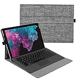 Fintie Funda Compatible con Microsoft Surface Pro 7+ (2021)/Pro 7/6/5/4/3 - Múltiples Ángulos Carcasa de Tela con Soporte Compatible con Teclado Type Cover(Teclado No Incluido), Tela Gris Claro