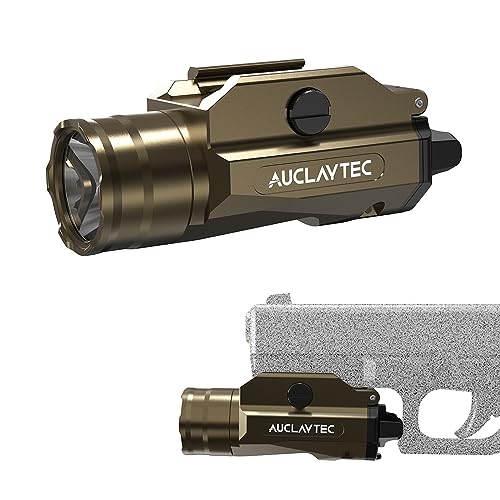 AUCLAYTEC 1350 Lumens Compact Pistol Light LED Strobe Pistol Flashlight, Tactical Weapon Light Gun Flashlight fit for MIL-STD-1913 and Glock