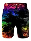 IDGREATIM Herren Beach Shorts 3D Bunte Smoke Print lustige Lounge Wear Hosen Pyjama Bottoms Jogger Lounge Hosen mit Tasche M