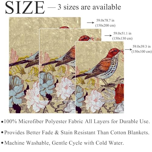 Couverture polaire microfibre chaude et douce fleur d'oiseau pour canapé