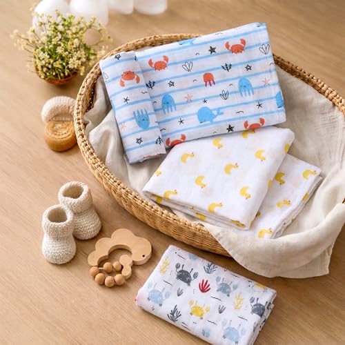 Image of Mee Mee Premium Muslin Baby Swaddle Blanket for Newborn | Bio-Affinitive Fibers | Non-Cytotoxic & Highly Porous Fabric | 2X Breathability, Ultra Soft, Lightweight | Ideal for Hot Climates
