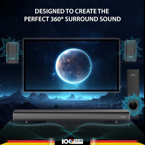 Image of Blaupunkt SBW Chicago HT5.1 Soundbar with Wired Subwoofer & Satellites, Bluetooth, HDMI, Optical, USB, AUX, DSP Sound, Remote Control for Room Home Theater (Black)