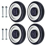 NORJIN 4 Pack Shopping Cart Replacement Wheels, 5 Inch Heavy Duty Stem Caster Wheels