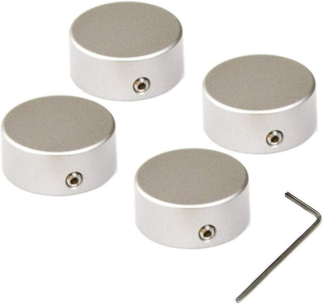 SOLUTEK Φ27mm Big Metal Footswitch Topper with 4 Screws and Rubber Insert for use on common 3/8"10mm pedal switches Silver 4 Pack