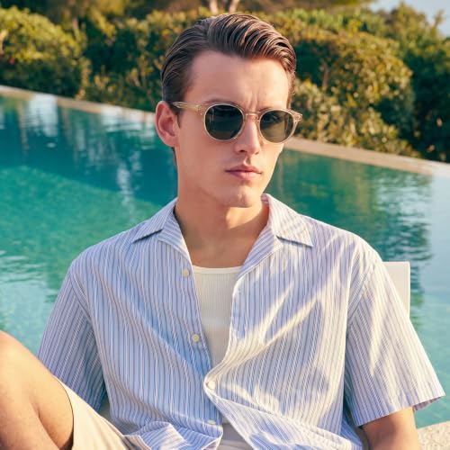 Image of CARFIA Vintage Round Polarized Sunglasses for Men Handcrafted Acetate Frame