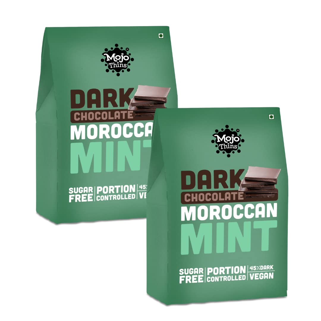 Mojo Bar Thins - Sugar Free 45% Dark Chocolate Mint Thins (5 pieces), 150 GM (Pack of 2) - Zero Sugar (B0B4K1Q8SW) Amazon Price History, Amazon Price Tracker