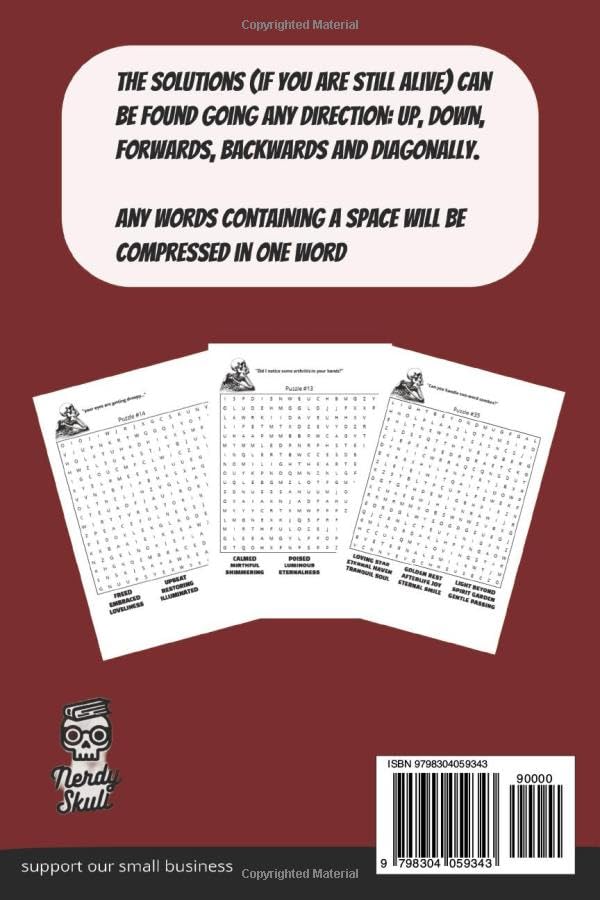 Nerdy Skull Before You Die Word Search Puzzle Book: Word Searches with Easy to Read Print about Spooky Halloween, Death, Goth and More | 6x9 inches, ... Gift for Vacations, Holidays and Free Times - Image 2