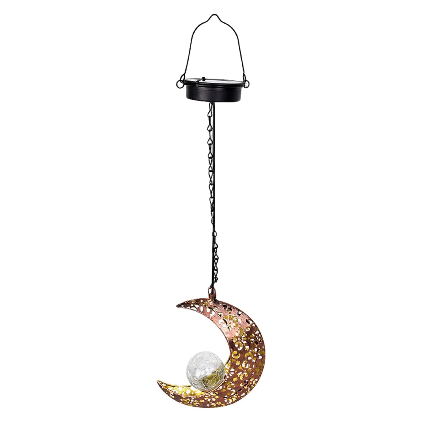 Introti Crackle Glass Globe Metal Garden Lights Waterproof Hanging Moon Lanterns Hanging Lights Garden Decor Unique Gardening Gifts for Women Mom Grandma
