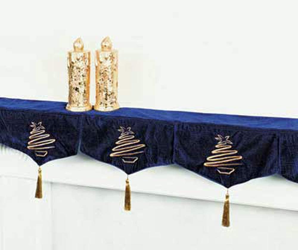 Luxury Christmas Mantle Topper, BLUE with GOLD Embroidery Amazon.co