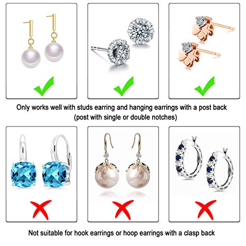 2-Pairs Silver Locking Earring Backs Secure For Diamond Studs, Hypoallergenic Replacements Earring Backings For Notched Post (7Mm) #TOP4