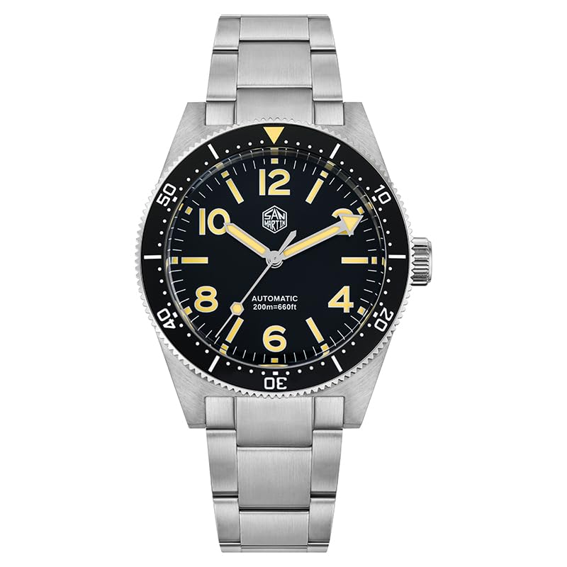 San Martin Men Watch 62 mas SN0139, 39 mm 20 Bar Diver Watch NH35 Automatic Mechanical Luxury Diving Waterproof Wrist Watch, Black Yellow / Stainless, Modern (B0CT244L6K) Amazon Price History, Amazon Price Tracker