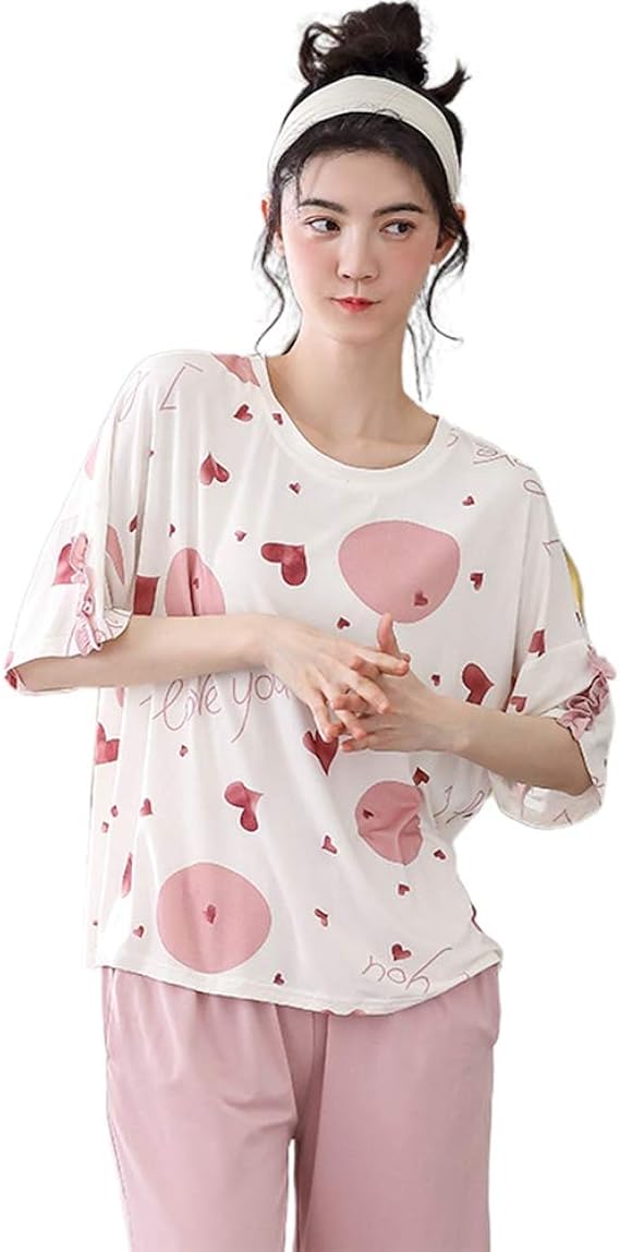 Amazon ルームウェア レディース 夏 パジャマ かわいい おしゃれ 半袖 上下セット 肌に優しい 通気抜群 快適 薄い 寝巻き 部屋着 女 ナイトウェア M L Xl Xxl パジャマ ルームウェアセット 通販