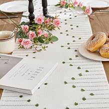 Wracra Boho Table Runner, Natural Cotton Woven Macrame Table Runners 90 Inches Long for Modern Farmhouse Woven Home Decor, 14x90 Inch, Green