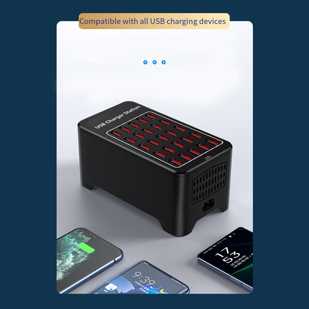 Caricabatterie USB A 25 Porte HUB 150W, Stazione di Ricarica Veloce Universale da Parete per Cellulare, Adattatore di Alimentazione A Spina Europea
