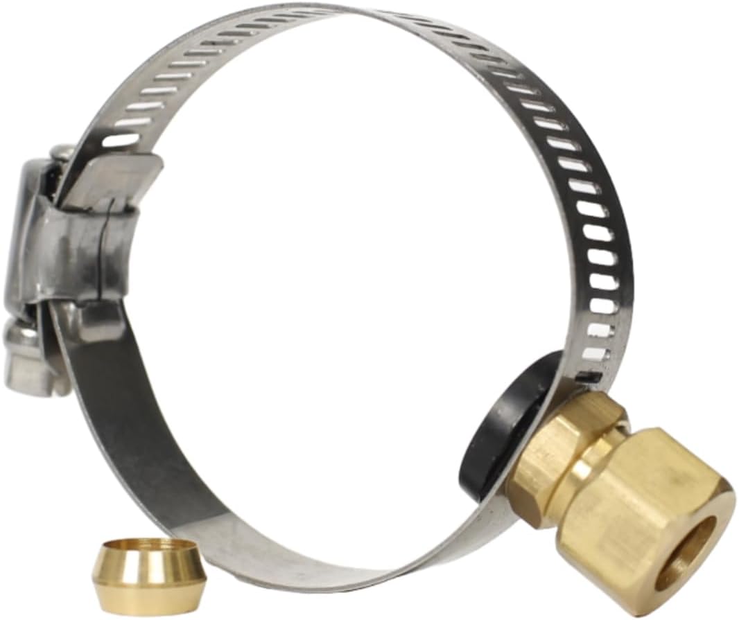 IPW Industries Inc. | Adjustable Sink Drain Saddle Valve (VV-DSI000.38) for Reverse Osmosis Water Filter System - Steel Strap with 3/8" OD Compression Fitting