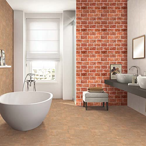 Commomy 10 Pcs 3D Peel And Stick Wall Tiles, 11.8"X11.8", 3D Faux Brick Wall Panels Peel And Stick Tiles For Living Room, Bedroom, Brick Backsplash Kitchen, Accent Wall Decor (Red） #TOP5