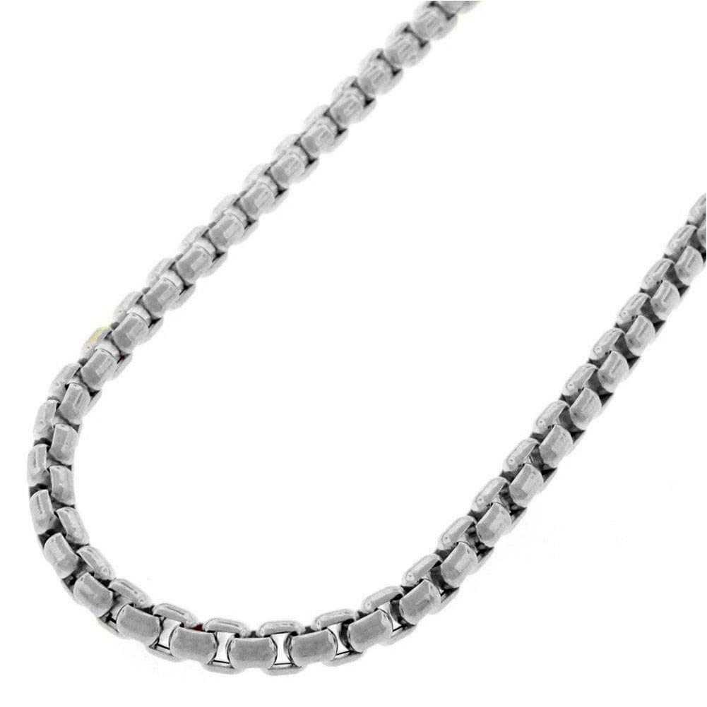 Verona JewelersReal 925 Sterling Silver 2MM - 5MM Solid Round Box Link Necklace and Bracelet, Chain For Men Women Boys Girls, Rhodium Chain, Extra Durability, 16-30 Inch