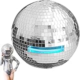  Casque boule disco Halloween 40 cm, boule disco miroir, décoration boule disco pailletée, casque boule réfléchissante en verre miroir pour discothèques, fêtes, DJ, scènes et mariages