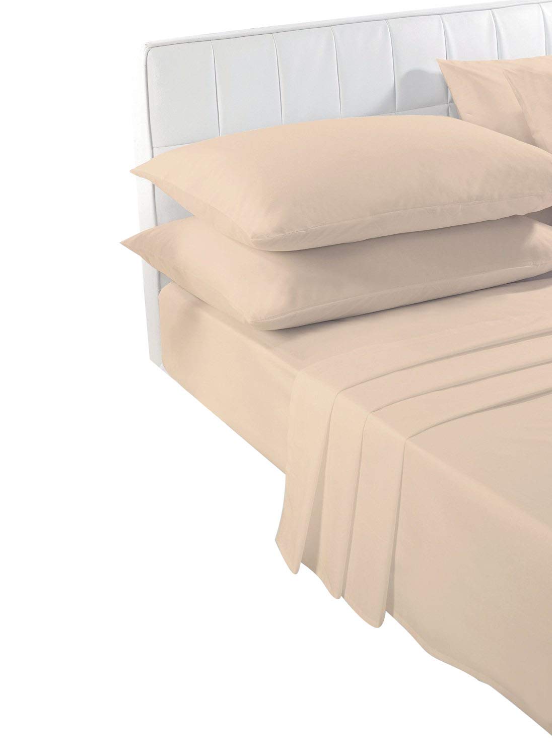 Voice7 Latte Voice 7 Double Flat Bed Sheet - Plain Dyed Poly Cotton Percale Quality Flat Sheets ( - Double Flat)