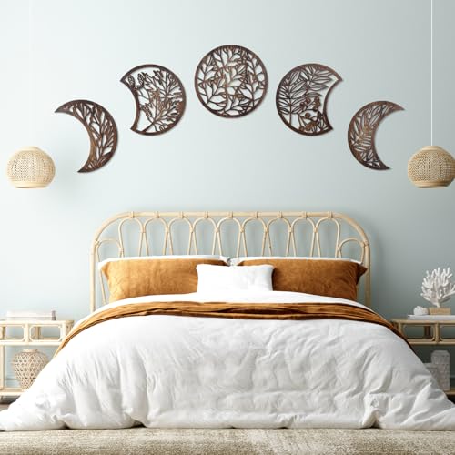 Jetec 5 Pcs Moon Phase Wall Art Decor Wall Pediments