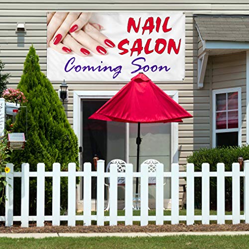 Vinyl Banner Multiple Sizes Nail Salon Coming Soon Advertising Printing Business Outdoor Weatherproof Industrial Yard Signs White 10 Grommets 60x144Inches - Thumbnail 5