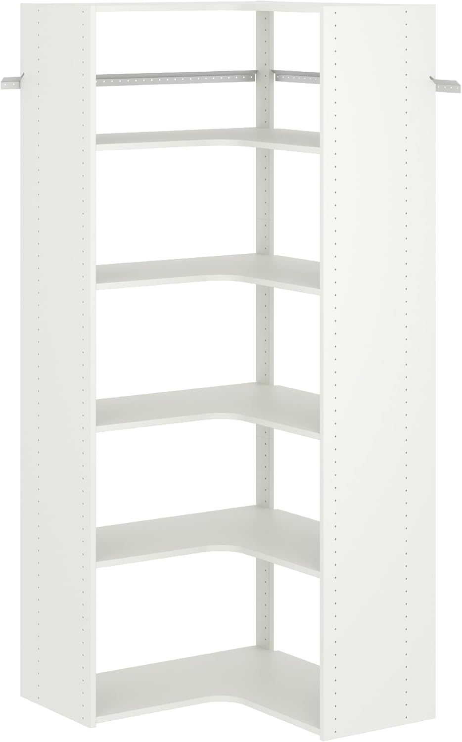 Easy Track Adjustable Corner Tower Clothing Storage Kit Closet Organizer, White