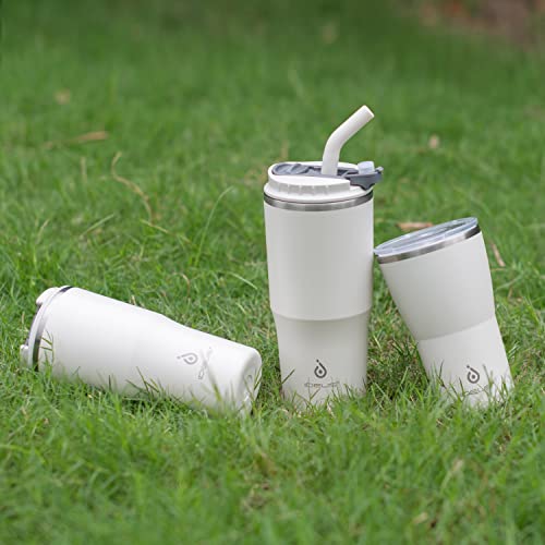 Ideus Insulated Tumbler With Leak Proof Straw Lid And Flip Lid, Double Wall Stainless Steel Coffee Travel Mug For Cold And Hot Beverages, 14Oz, White #TOP7