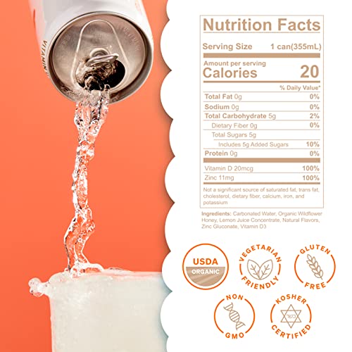 Organic Infused Sparkling Water With Immunity Support By Cloud Water - 12-Pack, Blood Orange And Coconut - Low Sugar & Calorie Flavored Soda, Kosher - 100% Rdi Vitamin D3 & Zinc, (12 Oz) #TOP3