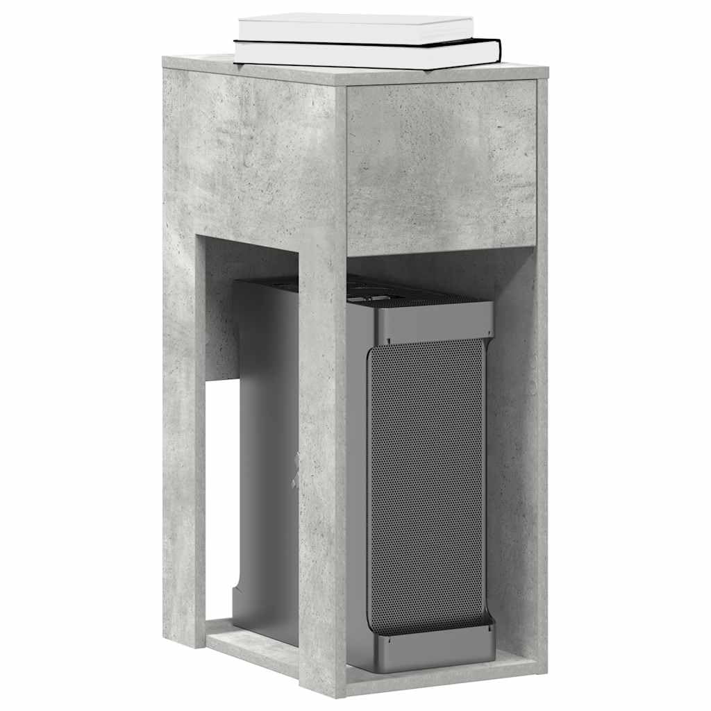 Armario para ordenador gris hormigón con cajón de madera 30 x 44 x 74 cm espacio de almacenamiento para carcasa de ordenador y cables, oficina en casa, estudio, ahorra espacio