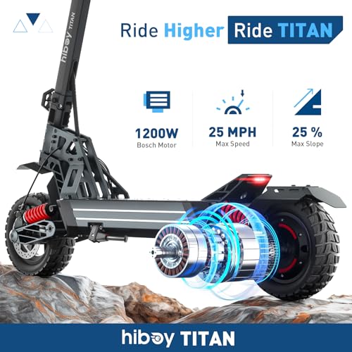 Hiboy Titan Series Electric Scooter, Up to 46–80 Miles Range, 1200W–2400W Motor, 25–31 MPH, 10" All-Terrain Tires, Dual Suspension, Electric Scooter for Adults with Phone Holder - Image 4