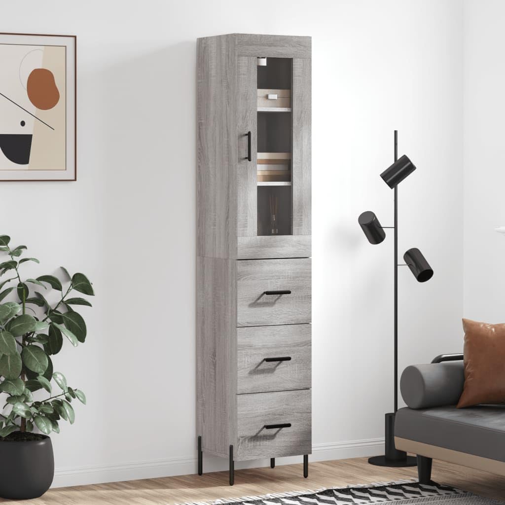 Armadio alto grigio Sonoma, 34,5 x 34 x 180 cm, in legno