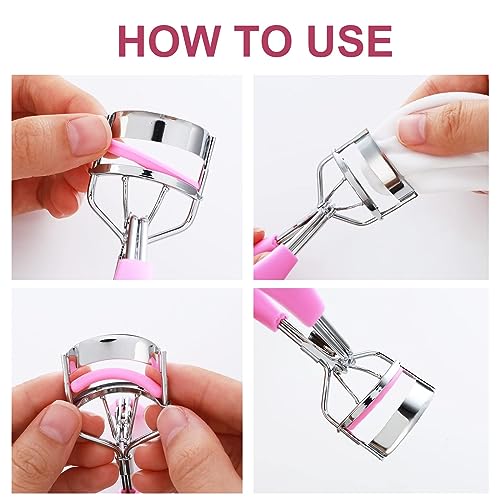 Lash Curler, No Pinching or Pulling, Long Lasting Eyelash Curler Fit All Eye Shapes, Professional Makeup Tool for Eyelashes with 10 Pieces Silicone Refill Pads (Pink) Lash Curler, No Pinching or Pulling, Long Lasting Eyelash Curler Fit All Eye Shapes, Professional Makeup Tool for Eyelashes with 10 Pieces Silicone Refill Pads (Pink)