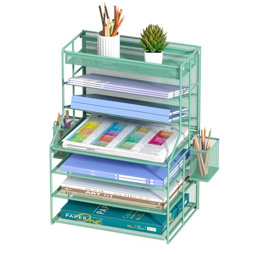 handimp Green 7 Tier Office File Organizer, Letter Tray...
