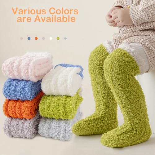Kid Fuzzy Knee High Socks Toddler Boys Grils Cozy Slipper Socks Soft Baby Winter Long socks2