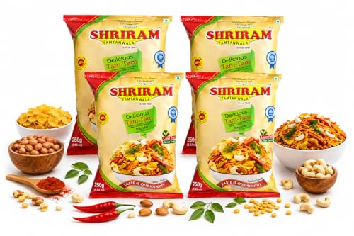 Image of SHRI RAM TAMTAMWALA Delicious Tamtam Regular Mixture Vadodara Tamtam Mix Namkeen 250gm (Pack Of - 4)