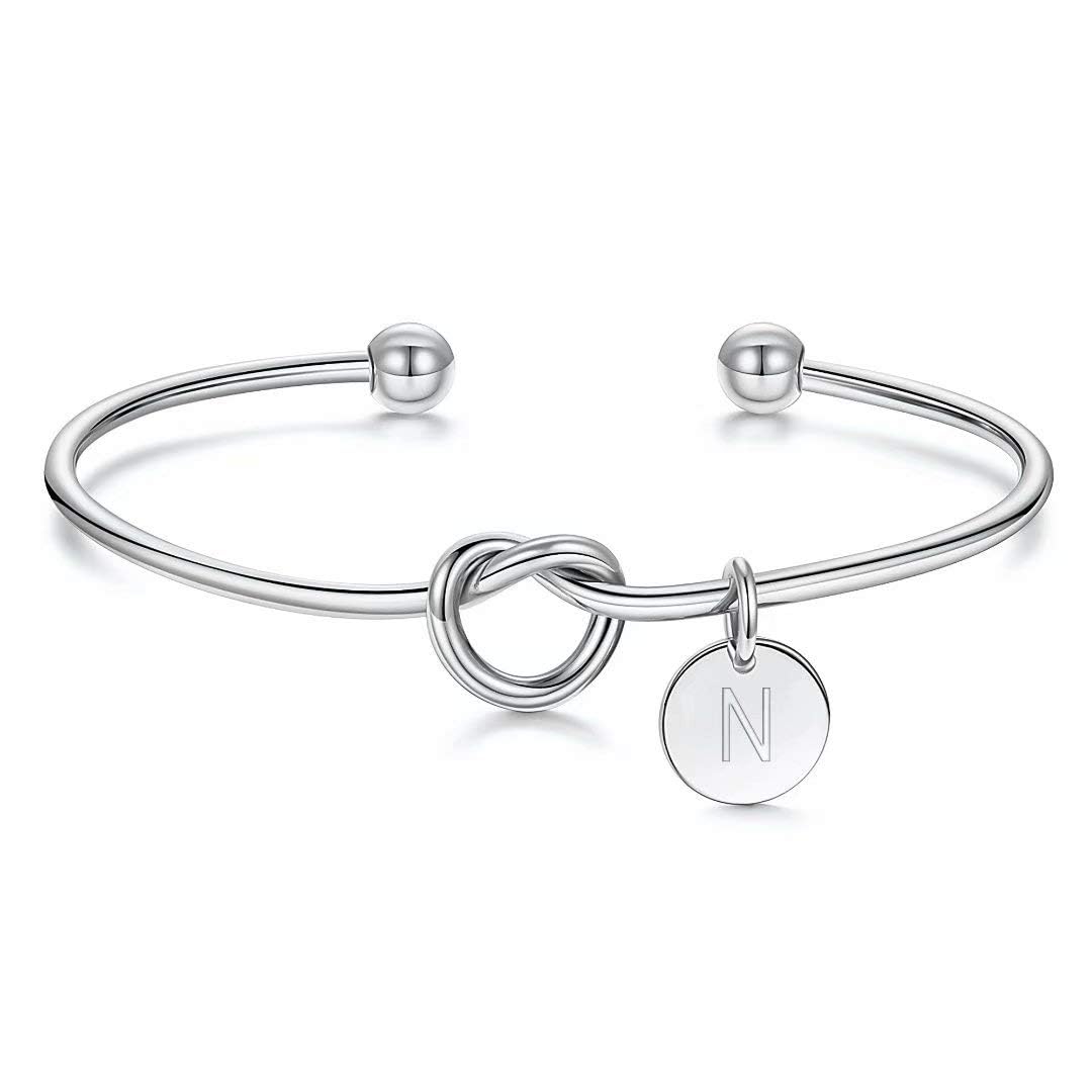 M MOOHAM Gold Initial Bracelets for Women, Tie the Knot Letter A-Z Bracelet
