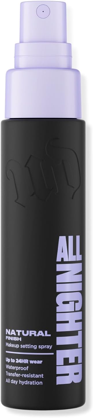 Urban Decay, All Nighter, Spray fijador de maquillaje, Acabado natural, Resistente al agua, 24H de duración, Tamaño viaje, 30 ml