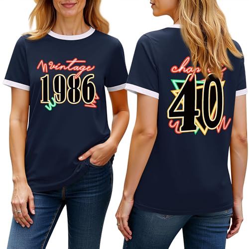 Made in 1986 Shirt Women 1986 Limited Edition 40th Birthday T-Shirts Retro 109s Graphic Tee Casual Short Sleeve
