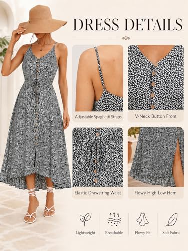 Image of BROVAVE Women's 2026 Summer Casual Boho Sundress Spaghetti Strap Midi Dress