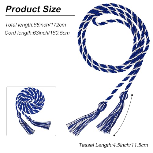 Image of GraduationMall Graduation Honor Cord 68 inch RoyalWhite