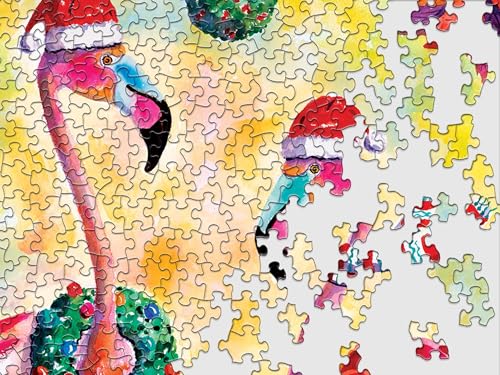 Rompecabezas Springbok Festive Flamingos de 500 piezas para adultos | Piezas de corte único, fabricado en EE. UU., materiales ecológicos con temática navideña tropical festiva miniatura 4