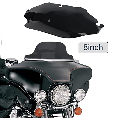 Wynmoto Black 8" Wave Windshield Windscreen Compatible For 1996-2013 Harley Davidson Street Glide Electra Glide Ultra Classic Touring Flht Flhtc Flhx Tri Glide 96-13 #TOP6