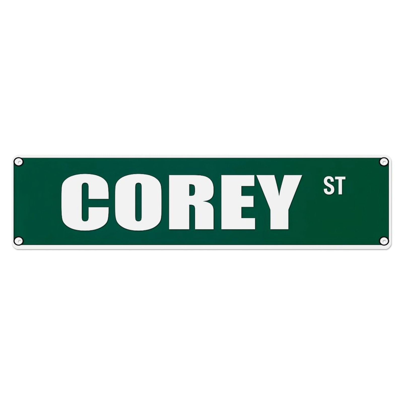 Jdyansheng Vintage Corey Street Sign Green Background Tin Sign Metal Poster Metal Signs For Home Man Cave Bar Cafe Kitchen Laundry Room Wall Decorations 4X16 Inches