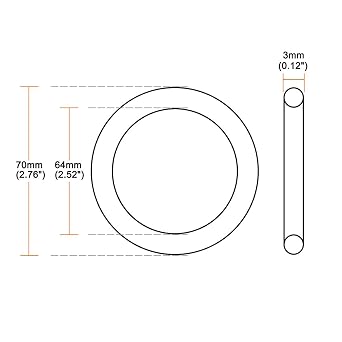 TA-VIGOR 5Pcs Nitrile Rubber O-Rings, 70mm OD 64mm ID 3mm Width Rubber Washers Spacer O-Rings Gasket kit, Metric Sealing Gasket for Hose, Faucet, Automotive, Plumbing