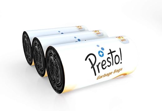 Amazon Brand - Presto! Garbage Bags | Medium | 90 Count | 30 Bags X 3 Rolls | 19 X 21 Inches | For Dry &amp; Wet Waste | Black