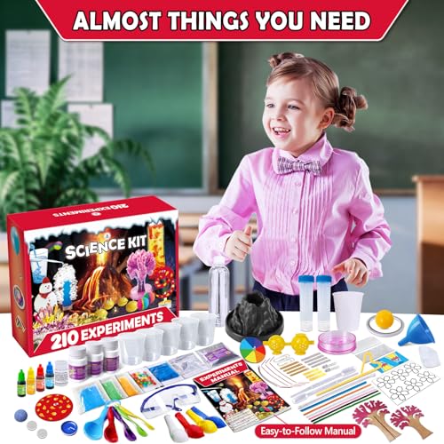 UNGLINGA 210 Experimente Kits für Kinder, Jungen Mädchen Spielzeug Geburtstag Geschenke Ideen, Chemie-Set, Mint-Fächer Aktivitäten Bildungsprojekt, Vulkan Wissenschaft Kit