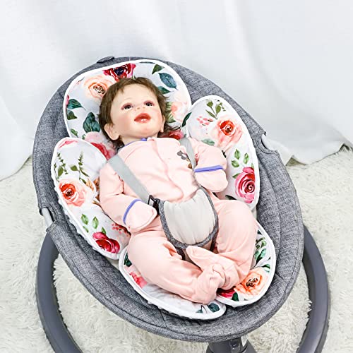 Image of 2 in 1 Infant Car Seat Insert, Car Seat Head Support Baby Girls Boys, Soft Newborn Carseat Insert Cushion, Perfect for Carseats, Strollers, Swings (Rose Flower)